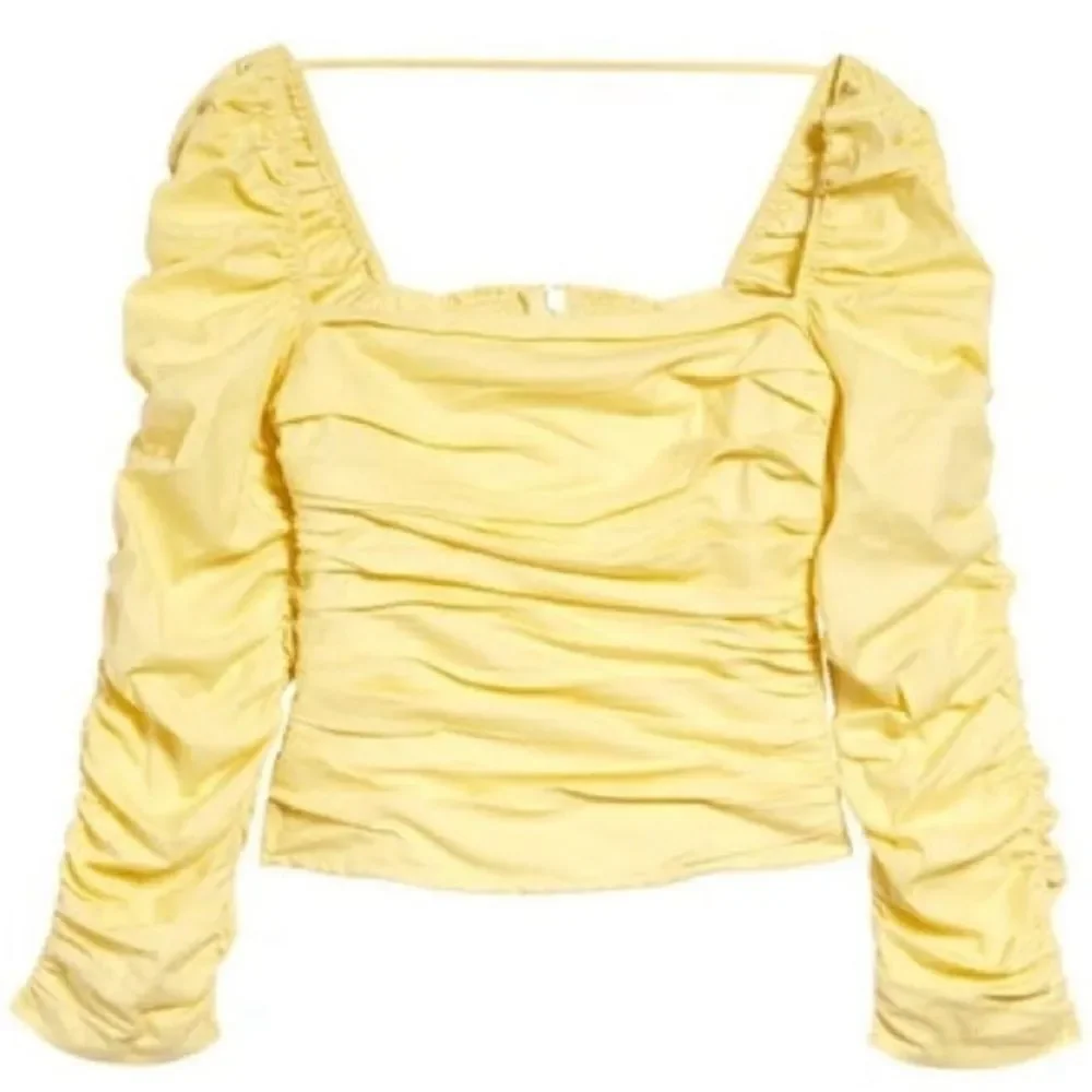 Reformation Joi Yellow Ruched Women's Top size 4 NWT